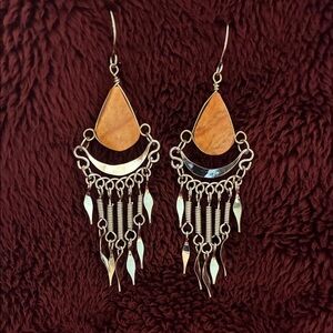 ALPACA SILVER AND TANGERINE QUARTZ EARRINGS - NWT